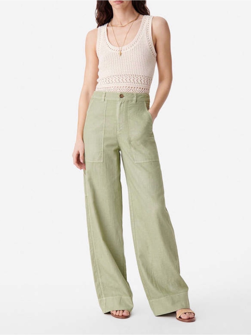Vanessa Bruno Olive Utility Wide-Leg Pants